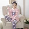 Women's Long-Sleeve Flannel Pajamas - Cute Cartoon Coral Fleece Set for Fall & Winter