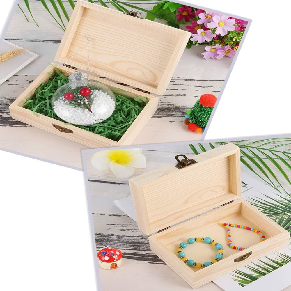 Unfinished Wood Box Wooden Box  Wood Box with Lid Wooden Chest Storage Box  Jewelry Box Craft