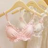 Girls Bras Pink Cute Heart Deep V Push Up Bras For Women Backless Sling Tops Female Lingerie Pad Bras