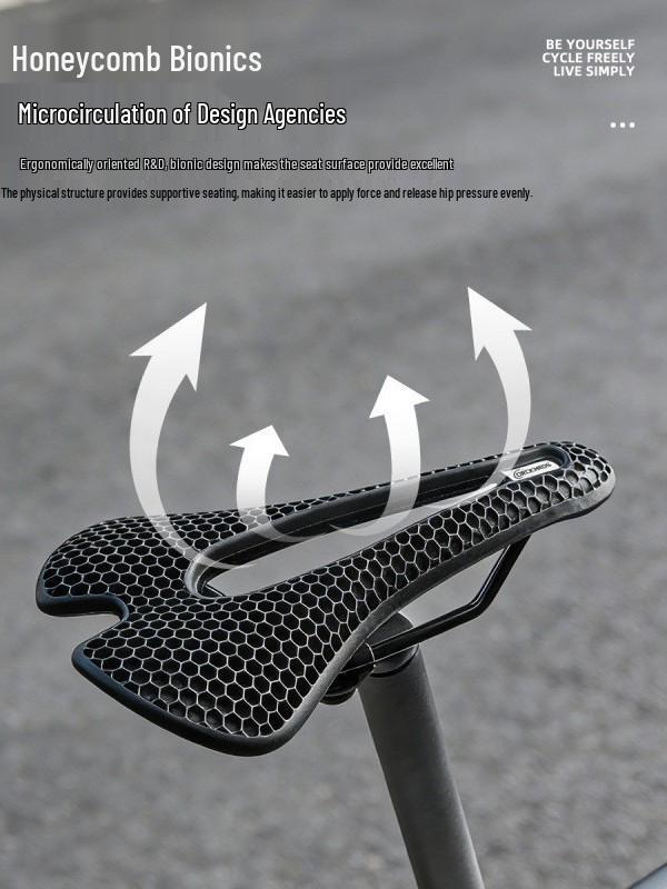 DRCKHROS Honeycomb Shock-Absorbing Bicycle Saddle: Breathable, Comfortable Mountain Bike Seat.