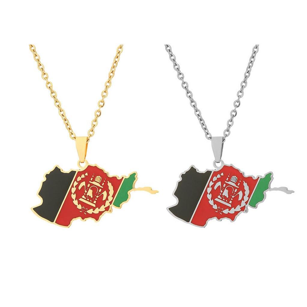 Нержавеющая сталь Карта Афганистана свитер цепь орнамент популярная личность титановая сталь ожерелье