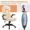 Office Chair with Massage Function, Heating Function, Height-Adjustable, Tilt Function, Massage Office Chair, Cream White + Black