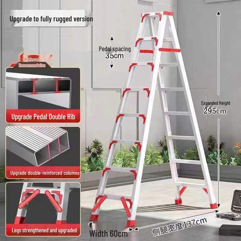 Трехступенчатая телескопическая алюминиевая стремянка А-образной формы (4м Утолщенный для бытового и инженерного использования)