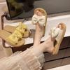 Flat-bottomed Bow Slippers Women's Summer Outer Wear 2025 New High-end Soft Bottom Non-slip Fashionable Versatile One-word Sandals