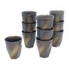 Castle Enterprise Mino Ware Japanese Cafe Series Arakezuri Twist [Free Cup] Black Ink Blown Ink, Set of 10