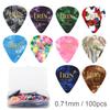 100pcs/lot Guitar Picks 0.71mm Colorful Skidproof Water Droplets Shape Plectrum for Guitar Bass Ukulele