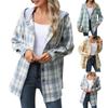 Женская повседневная модная клетчатая клетчатая цветная свободная куртка из твида с капюшоном и длинными рукавами