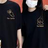 Корейский уличный стиль Хлопковая футболка для пары на День святого Валентина Мультяшный милый кролик Морковь Принт Унисекс Женский топ Уличная одежда Kawaii Одежда
