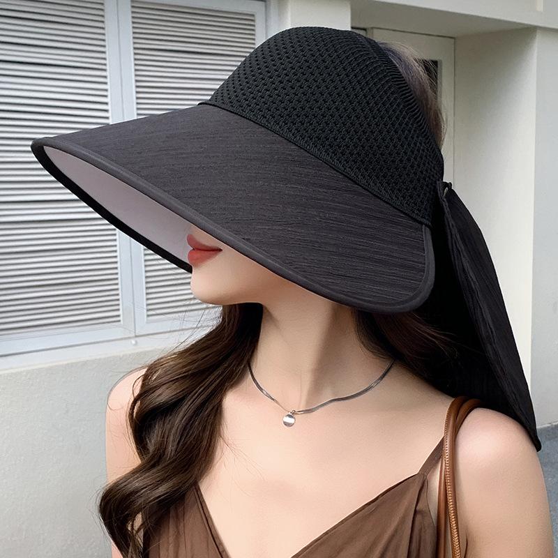 Креативная шаль двойного назначения, бант, шляпа от солнца, уличная дышащая и позволяющая завязать хвостик, шляпа с открытым верхом, защита шеи, шляпа от солнца