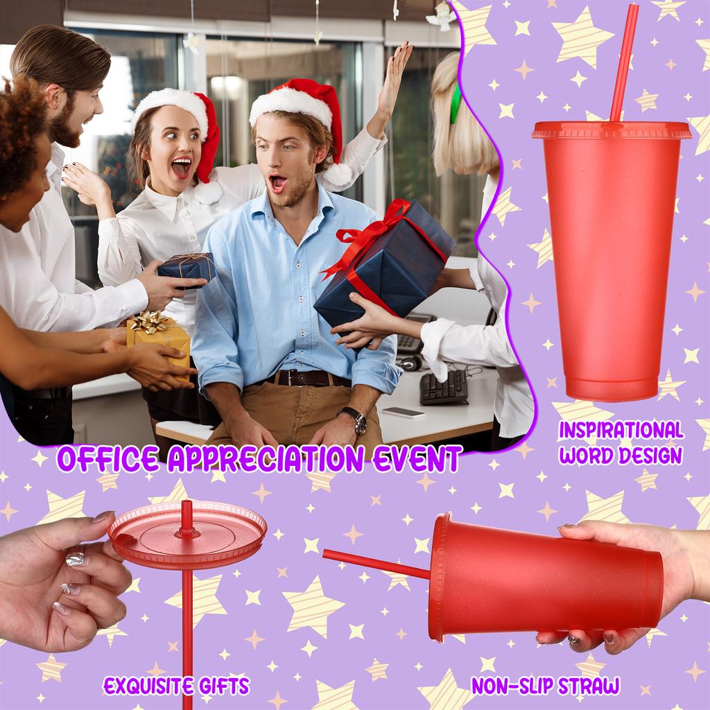 20 шт. стаканов Thank You оптом 24 унции вдохновляющие пластиковые стаканы блестящие многоразовые стаканы с трубочкой и крышкой холодный кофе вода B