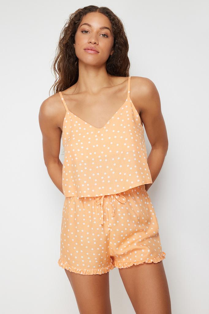 Women's Style Homewear Sleepwear White Multicolored 100% Cotton Fun Patterned Knitted Pajama Set