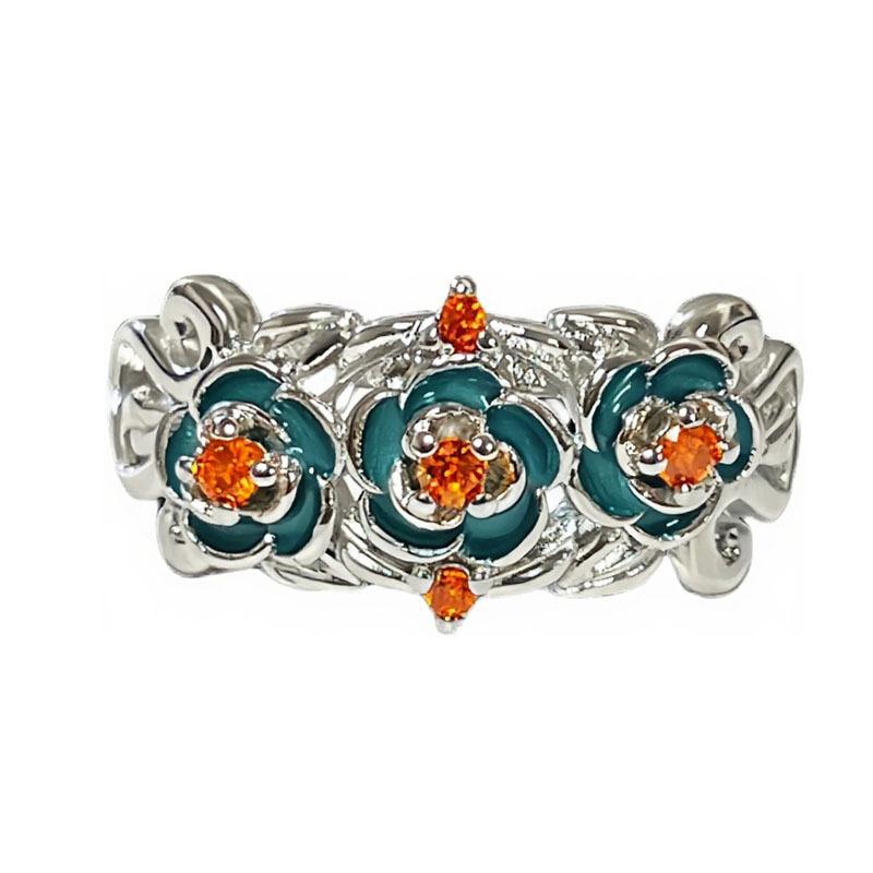 European and American fashion hollow star luxury retro ethnic style flower pleated ring femininity adjustable index finger ring