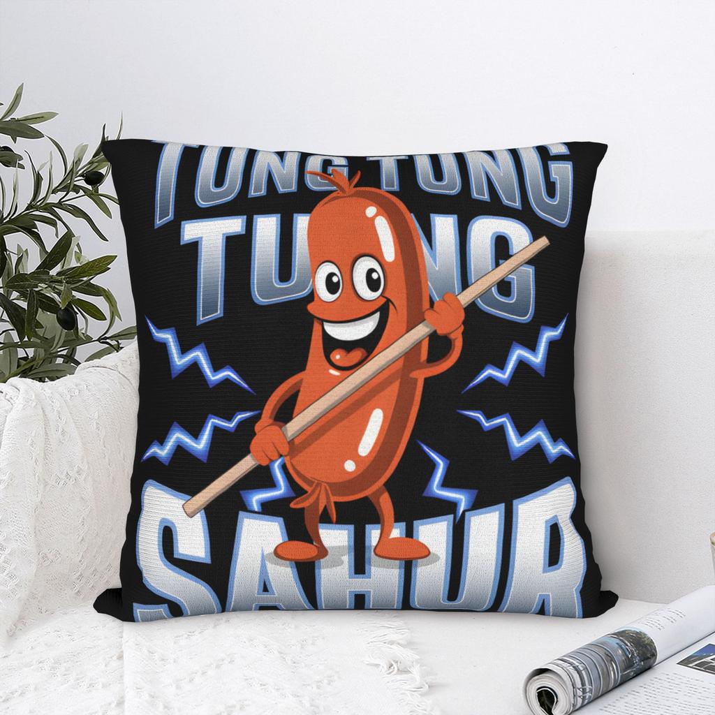 Pillow Cover Tung Tung Tung Sahur Funny Brainrot Kawaii Pillow Case For Sofa Bedroom Home Decor Pillowcases