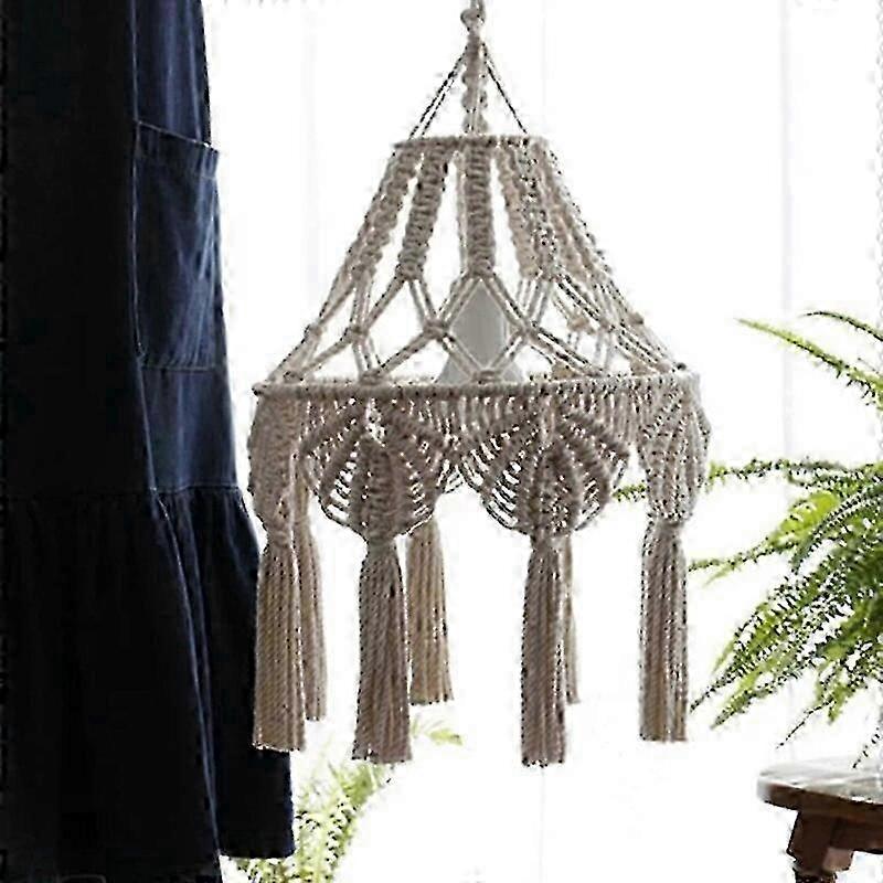 Woven Lamp Shade Macrame Wall Hanging Lamp Room Coffee Restaurant Decoration Tapestry Lampshade Bedroom Decor hwy