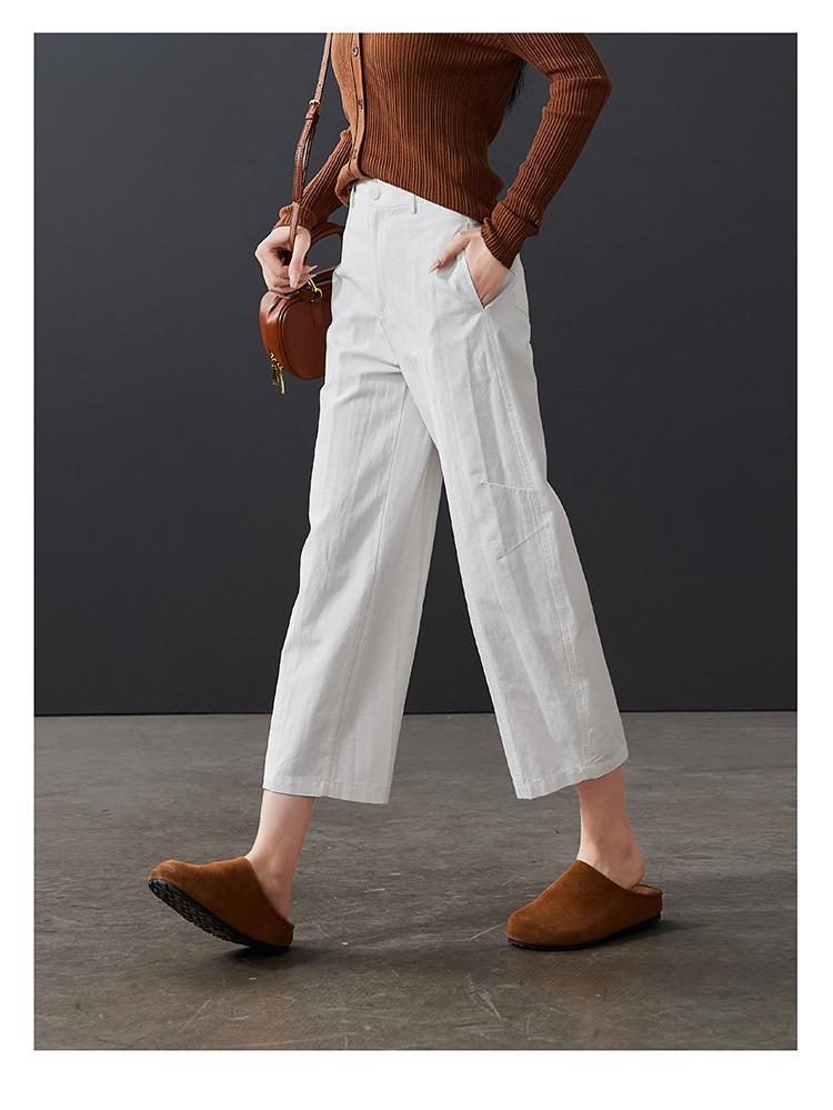 Sew design casual wide leg pants for women in spring 2026, fashionable, loose and versatile, slimming and casual cropped pants
