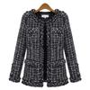 Autumn and Winter Black and White Plaid Tweed Large Size Women's Coat