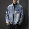 Модная американская тяжелая ретро джинсовая куртка мужская свободная большого размера трендовая рваная джинсовая куртка