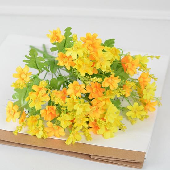 28 Головок Искусственных Цветов для Улицы, УФ-Стойкие, Искусственный Шелк, Полевые Цветы со Стеблем, Поддельный Цветочный Ансамбль для Горшка, Подвесной Кашпо, Веранда, Патио