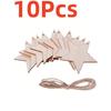 10Pcs Stars Wooden Crafts To Paint 3 Inch Christmas Tree Hanging Ornaments DIY Unfinished Wood Cutouts Christmas Decoration