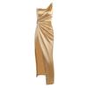 Sexy European Style And American Single Shoulder Fishbone Side Slit Dress Satin Long Skirt