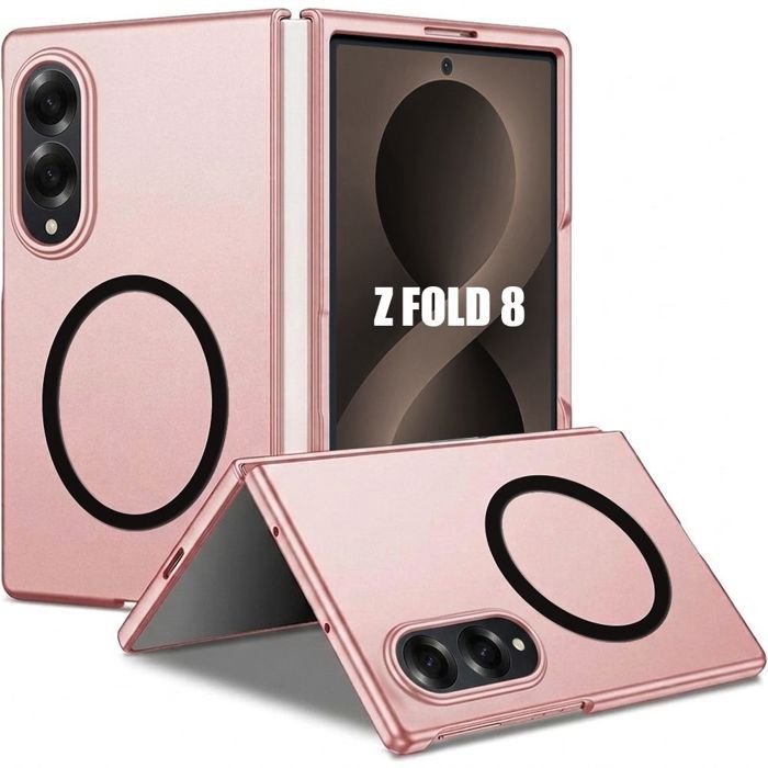 Coque pour Samsung Galaxy Z Fold 8, Protection Antichoc Rigide avec Cercle Magnétique - Rose