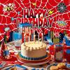 Superhero Spiderman Backdrop Happy Birthday Party Photo Background Banner 4x6 Ft