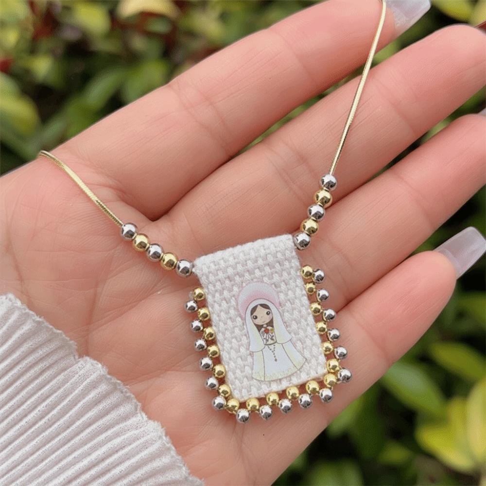 Cartoon Design Catholic Necklace Mini Size Virgin Mary Pendant Necklace for Men and Women