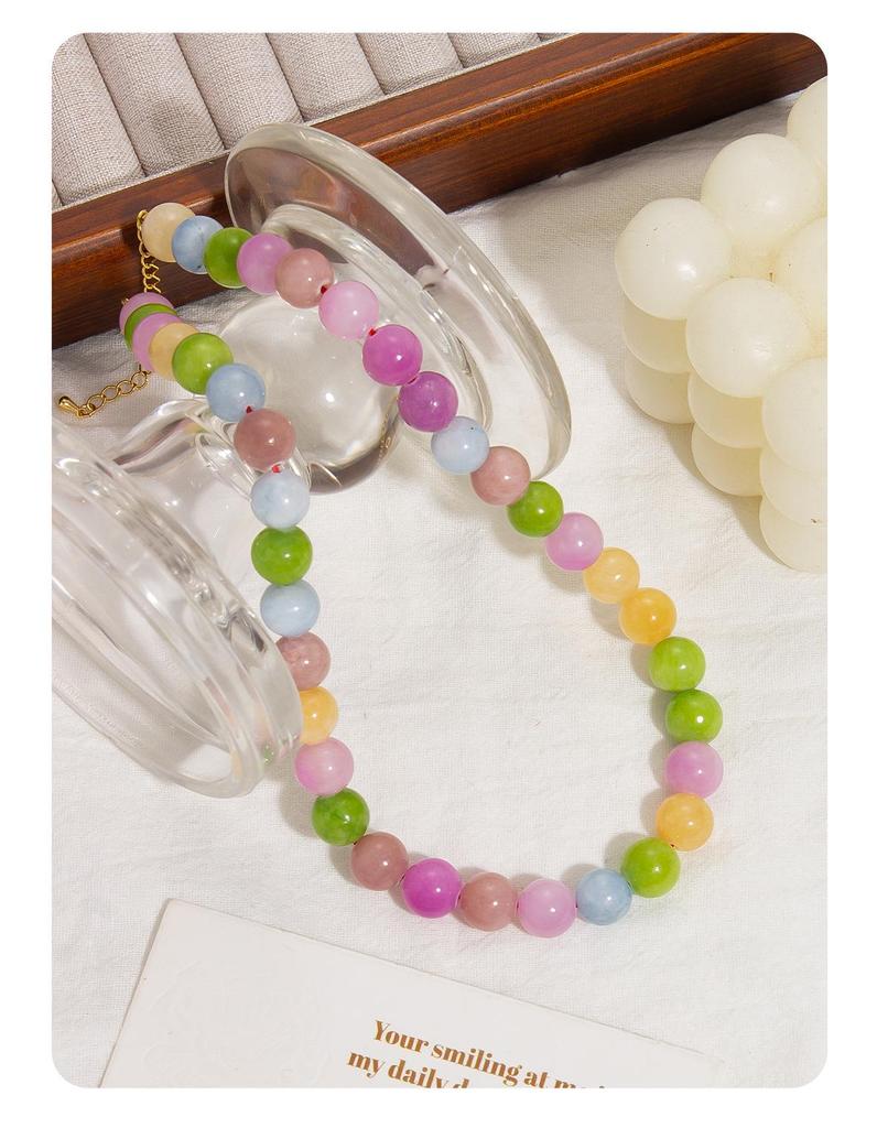 Трендовое ожерелье из дофаминового камня 2024: Свежий, Сладкий Китайский Стиль с Легкими Роскошными Бусинами