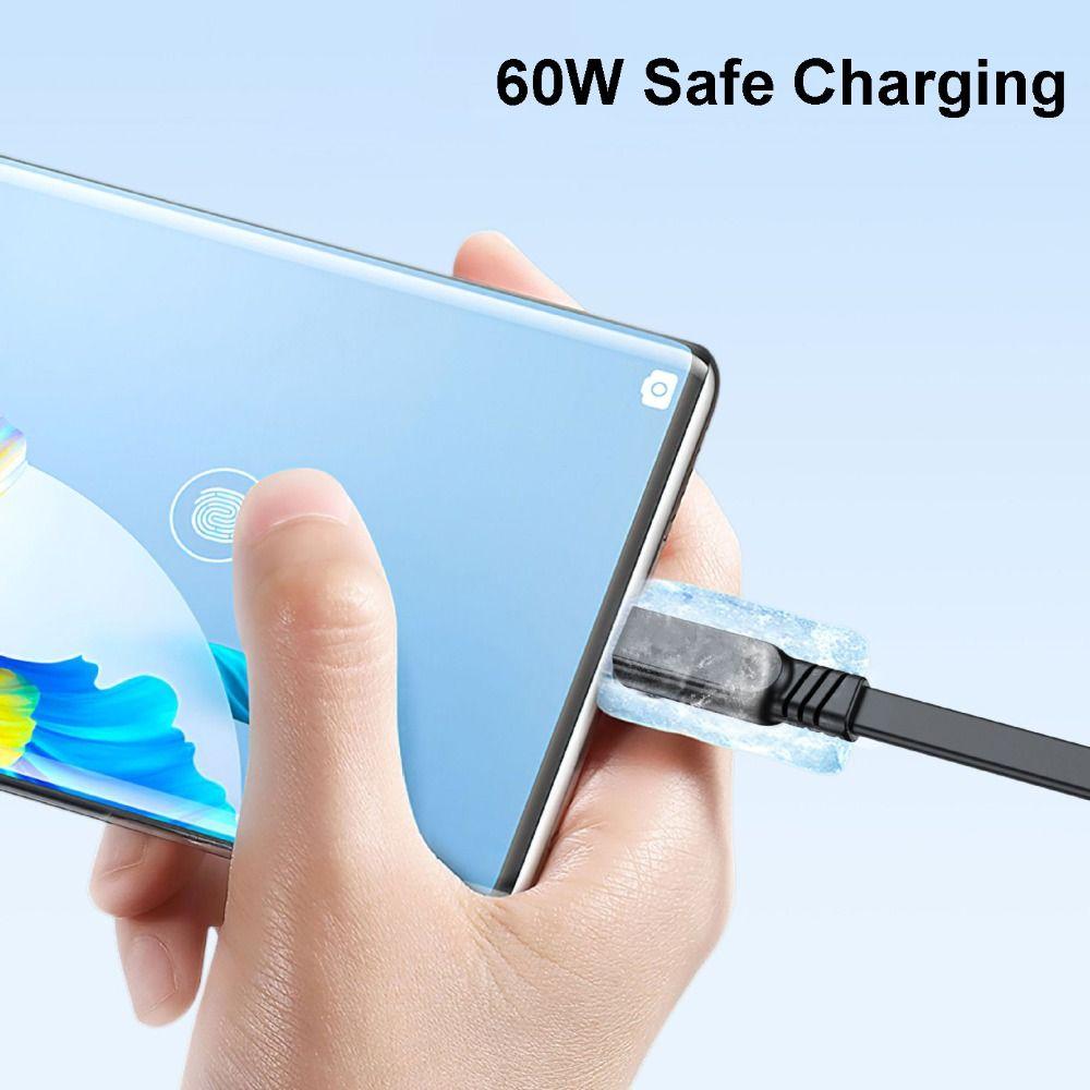 1м/2м/3м USB3.2 Кабель 10 Гбит/с 60 Вт Быстрая Зарядка USB a на Type C Шнур Гибкий Плоский Дизайн Линии Удлинитель Ноутбук Мобильный Телефон