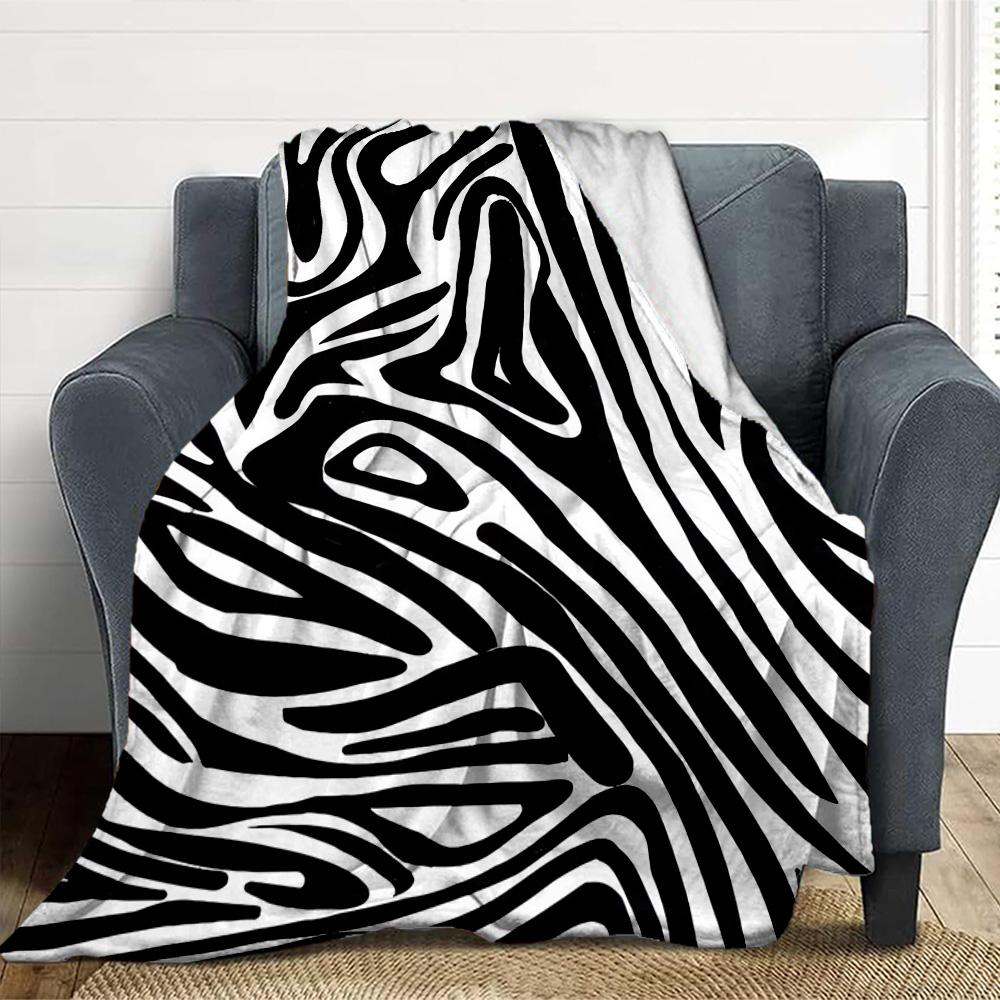 Zebra Stripes Flannel Blanket Throw Blanket Soft Warm Sofa Bed Camping Car home Decor Unique Christmas Gift C9302072