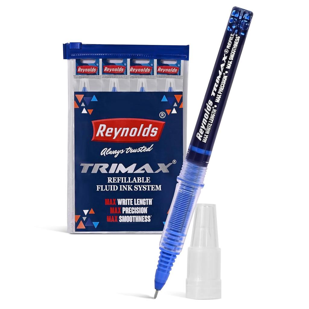 REYNOLDS Набор стержней для шариковой ручки TRIMAX, упаковка 1 x 4 стержня, синие, с наконечником 0,5 мм, для офиса, школы и дома