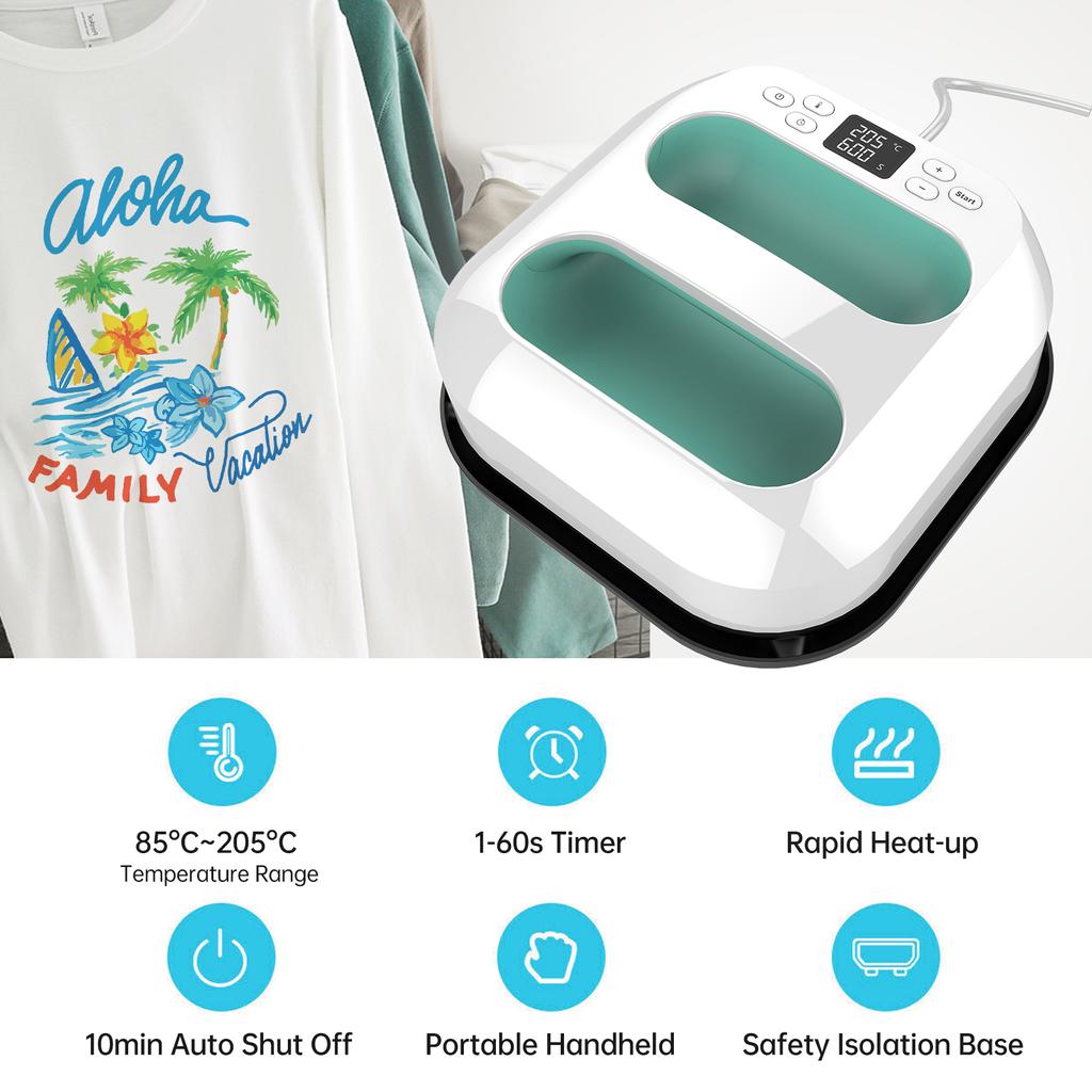 Ручной термопресс, железный пресс 9 x 9 дюймов, быстрый нагрев, регулируемая температура и автоматический таймер