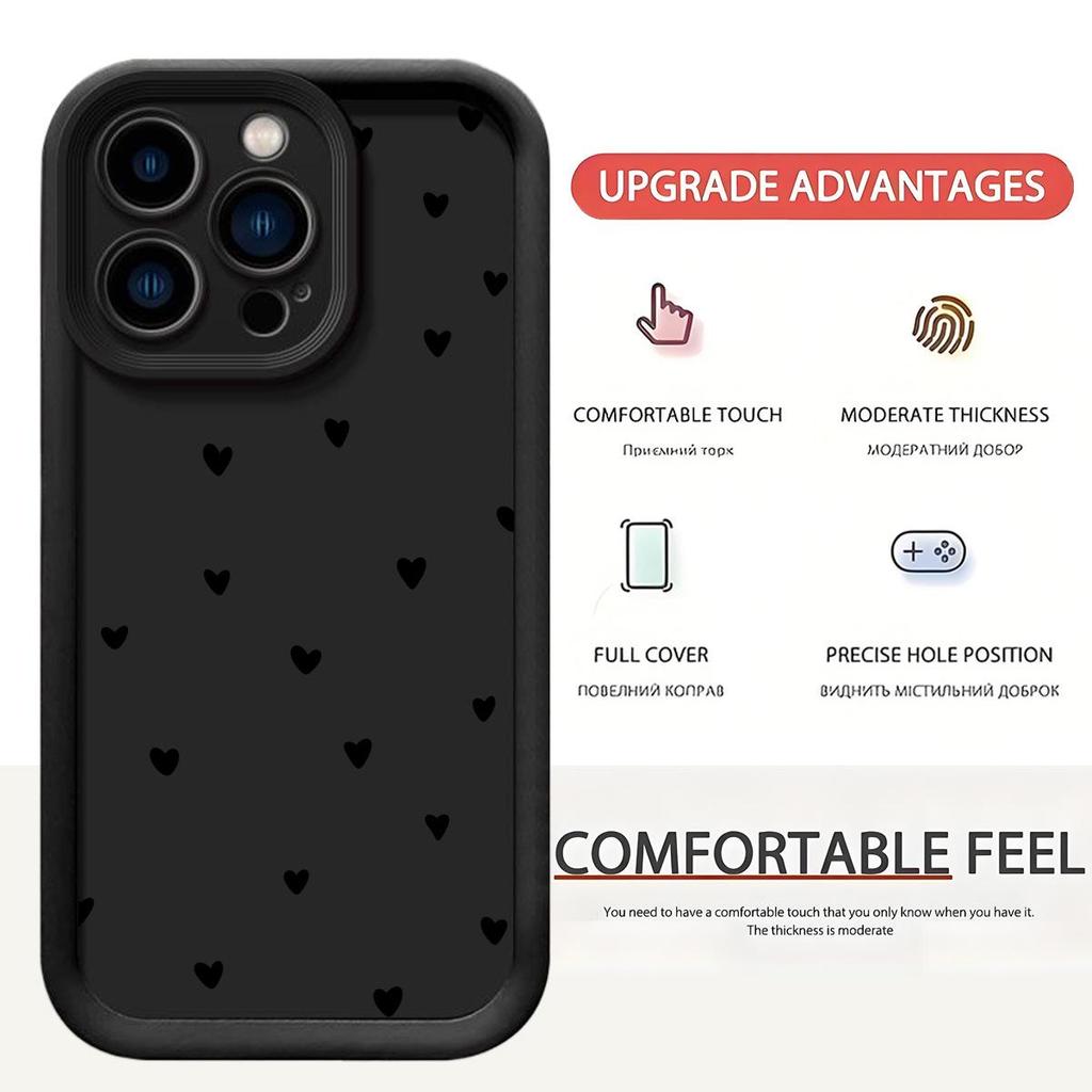 Черный песчаниковый чехол с рифленым сердцем для iPhone 15/16/17