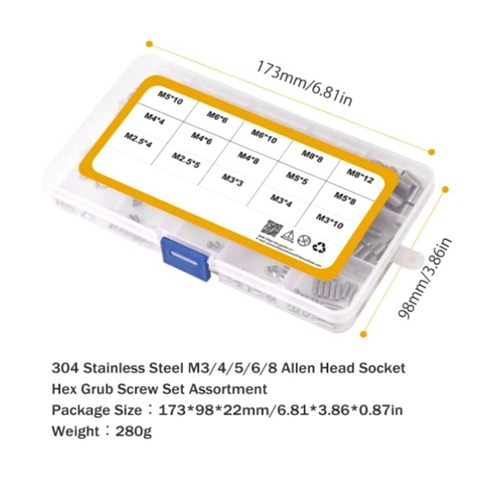 Шестигранный болт DIN913 304 из нержавеющей стали с шестигранным углублением под ключ, набор из шестигранных головок