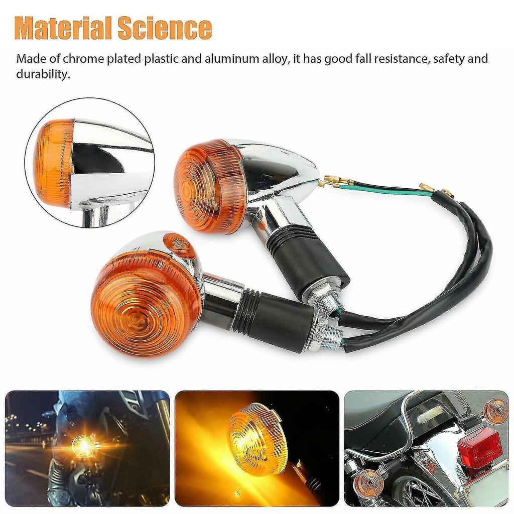 4pcs Motorcycle Turn Signals Amber Lights Led Indicator Compatible Harley Yamaha Suzuki - JA