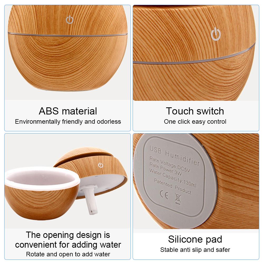 USB ультразвуковой распылитель прохладного тумана, эфирное масло, ароматизатор, мини-домашний увлажнитель воздуха с деревянным зерном, электрический ароматизатор воздуха, очиститель воздуха