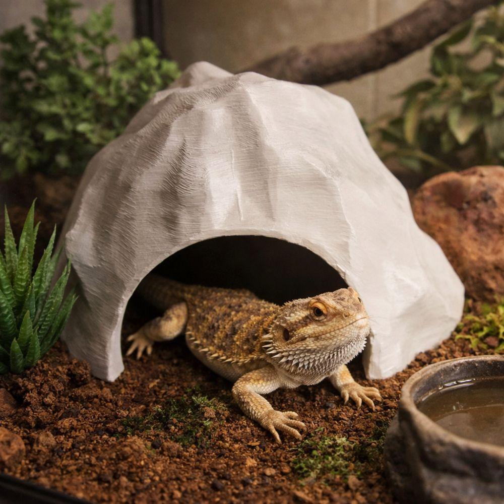 Stable Reptile Habitat Realistic Hidden Cave Shelter for Lizards Turtles