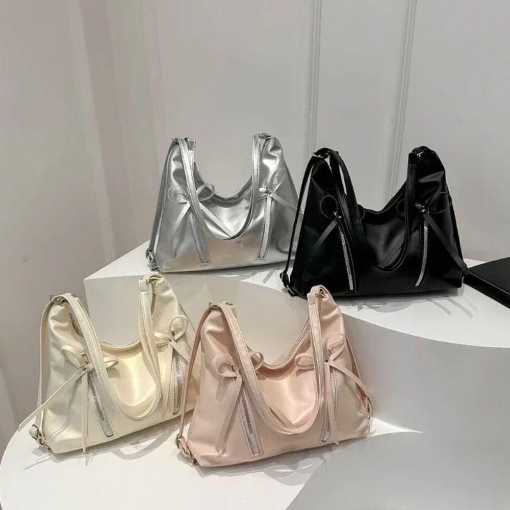 Korean Bow Tote Bag Versatile Women's Handbags Trendy Bows Armpit Bag Underarm Bag