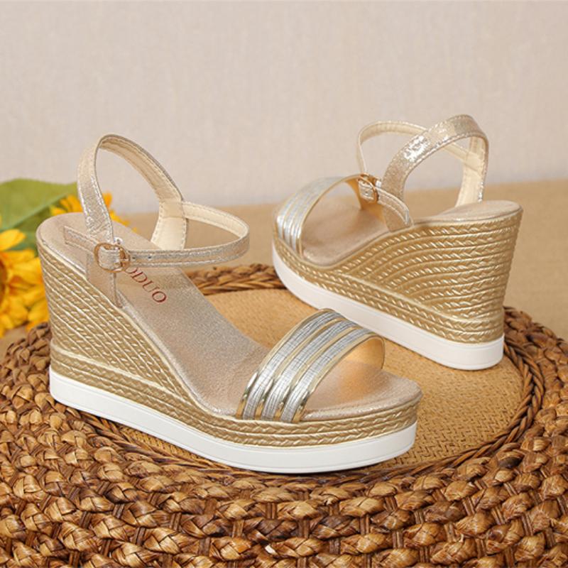 Женские сандалии, летняя обувь, женские босоножки на танкетке, туфли на платформе, дизайнерские сандалии на высоком каблуке, удобная женская обувь больших размеров