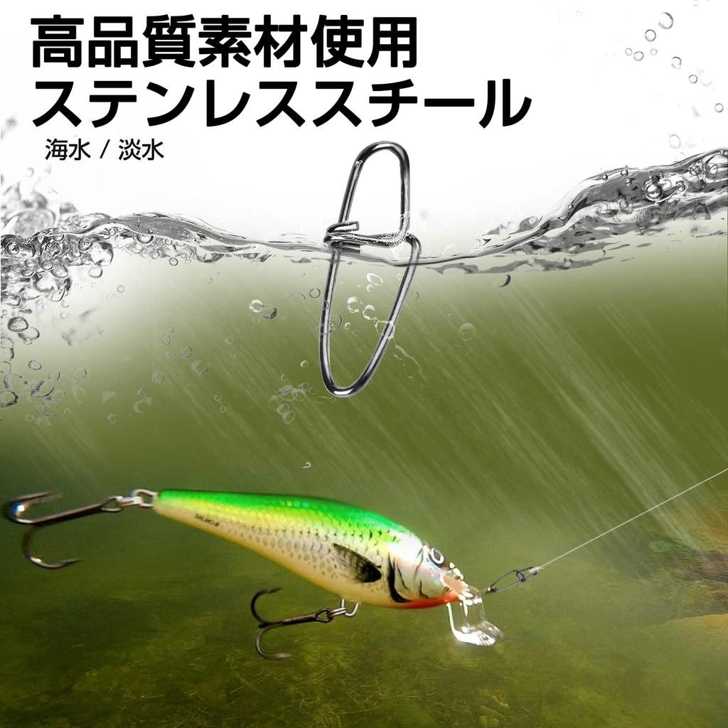 QISHUO Stainless Steel Cross Lock Strong Lure Snaps for Egi Jigging and 100 Black Snaps, Fishing, Pieces, 15kg,