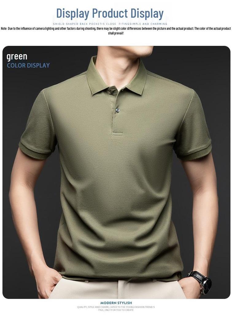 Мужская летняя хлопковая рубашка-поло, дышащий воротник, стиль Business Casual, стиль "Папа", короткий рукав