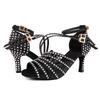 Women Latin Dance Shoes Shining Rhinestone Modern Dancing Shoes High Heel 7.5cm