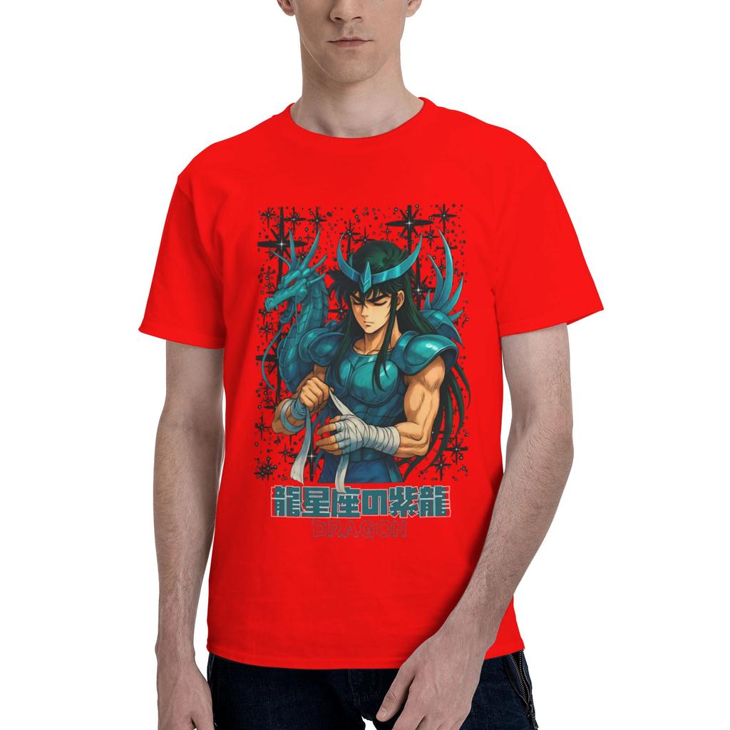 SHIRYU NO DRAGON Мужская футболка Рыцари Зодиака Хипстерская футболка С коротким рукавом Круглый вырез Хлопок Летняя одежда Футболка