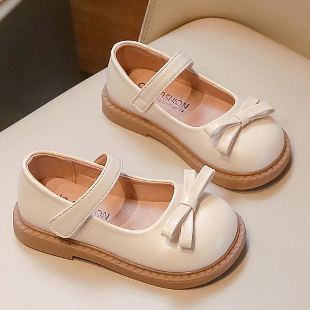Children Leather Shoes Spring Autumn Non-Slip Girls Wedding Shoes Simple School Versatile Soft Kids Fashion Flat Shoes Hook Loop