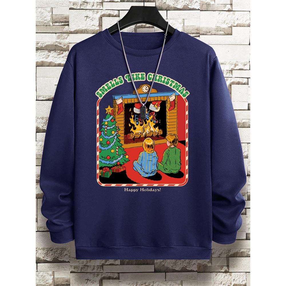 Smells Like Christmas Смешные комиксы Мужские свободные толстовки Большие флисовые мужские осенние свободные толстовки с капюшоном Модные толстовки с капюшоном