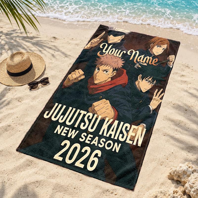 Jujutsu Kaisen Custom Name Beach towels also serve as bath towels summer essential a musthave for the outdoors the beach and the pool