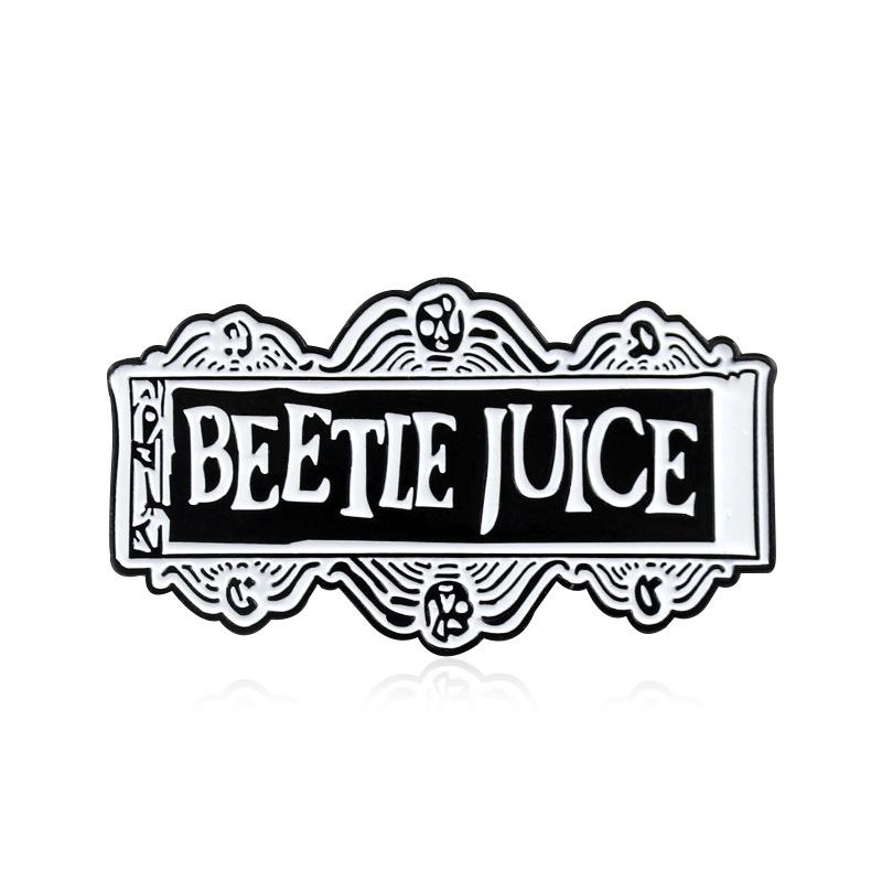 Оригинальная персонализированная английская буква 'Beetlejuice' Брошь с капающим маслом