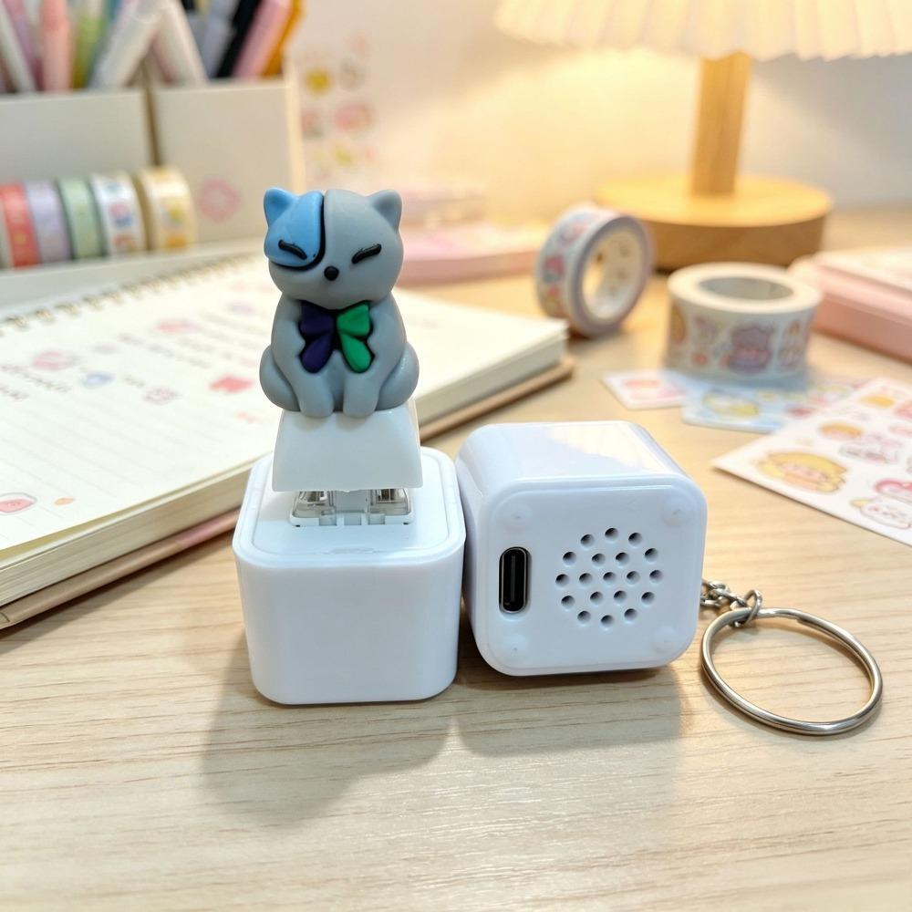 Glowing Light Up Pet Key Charm Pendant Simulation Fidget Button Key Chain Backpack Pendant