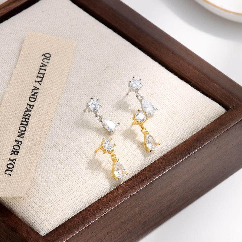 Simple Exquisite Water Droplets Earrings Sterling Silver 925 Cubic Zirconia Hypoallergenic Earrings Jewelry Gift for Women