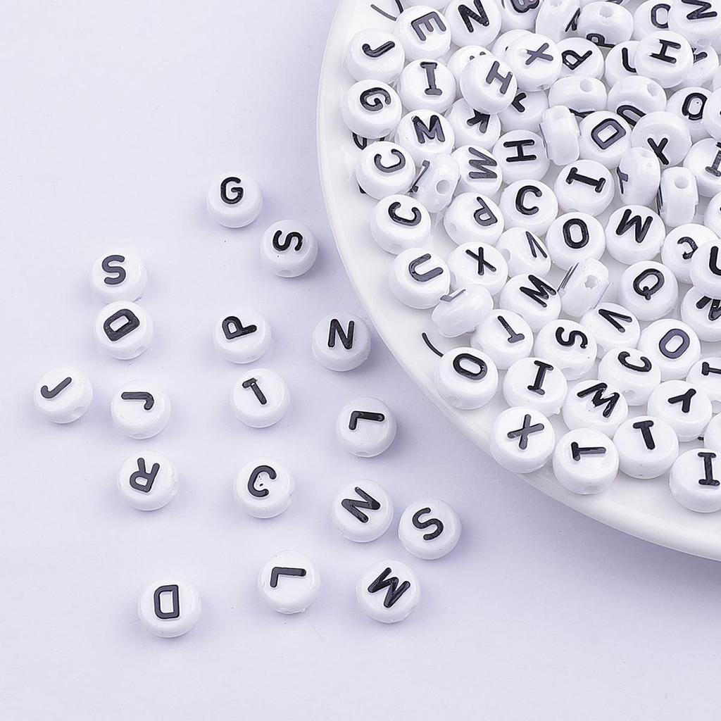 Акриловые плоские бусины с буквами 10x6 мм, 50 шт., для изготовления ювелирных изделий своими руками